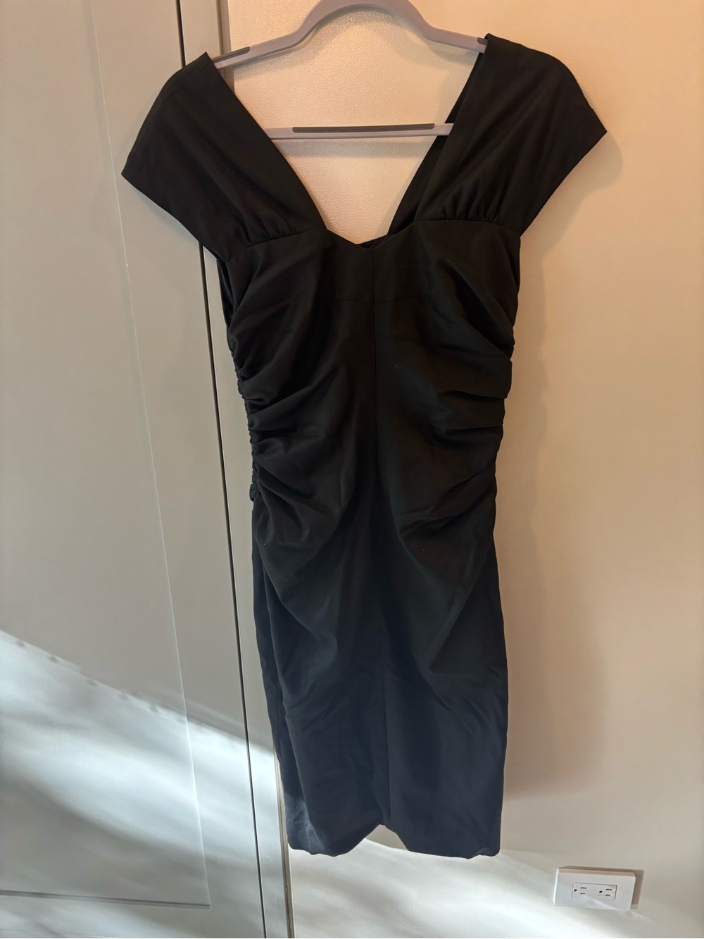 Robert Rodriguez Black Ruched V-Neck Women’s Dress